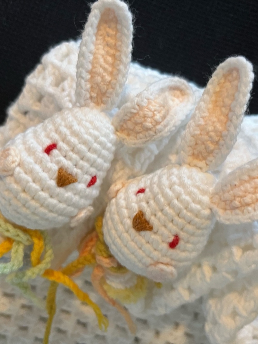 2 pieces set Kids White Crochet Bunny Scarf
